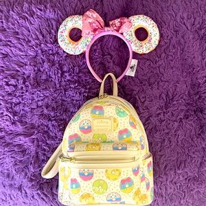 Disney x Loungefly donut backpack and donut Minnie ears.